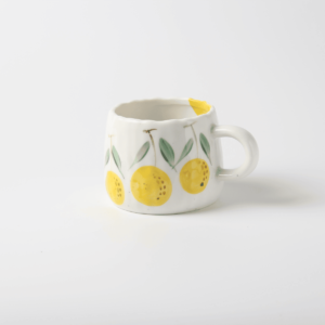 Three lemon white porcelain cups